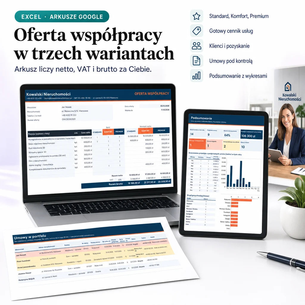 Planer agenta nieruchomości — oferty, kupujący, prezentacje