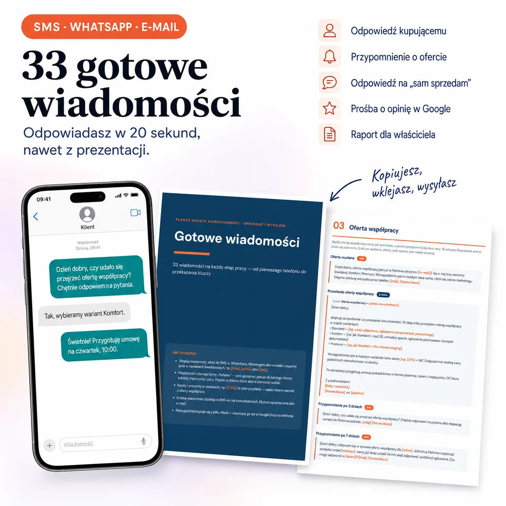 Planer agenta nieruchomości — oferty, kupujący, prezentacje