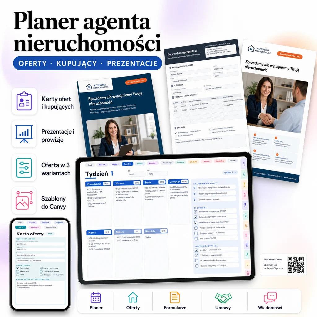 Planer agenta nieruchomości — oferty, kupujący, prezentacje